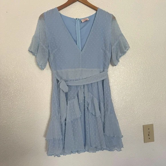 ShowPo Cirilla Blue Polka Dot Mini Tie Dress Size: 6 - Picture 2 of 7